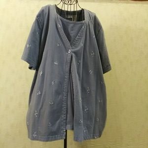 Bobbie Brooks Woman 26/28 Blue Snowflake shirt